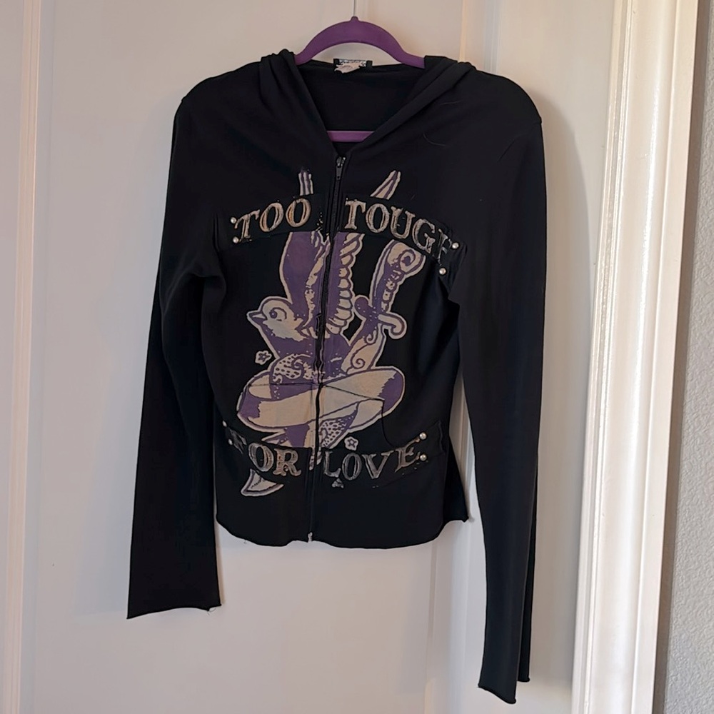 Vintage hoodie “too tough for love” M